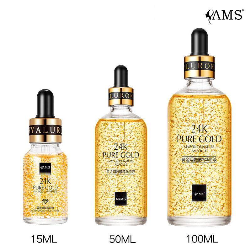 โรงงาน OEM เครื่องสำอางเหลว Niacinamide Essence ทองคำ 24k